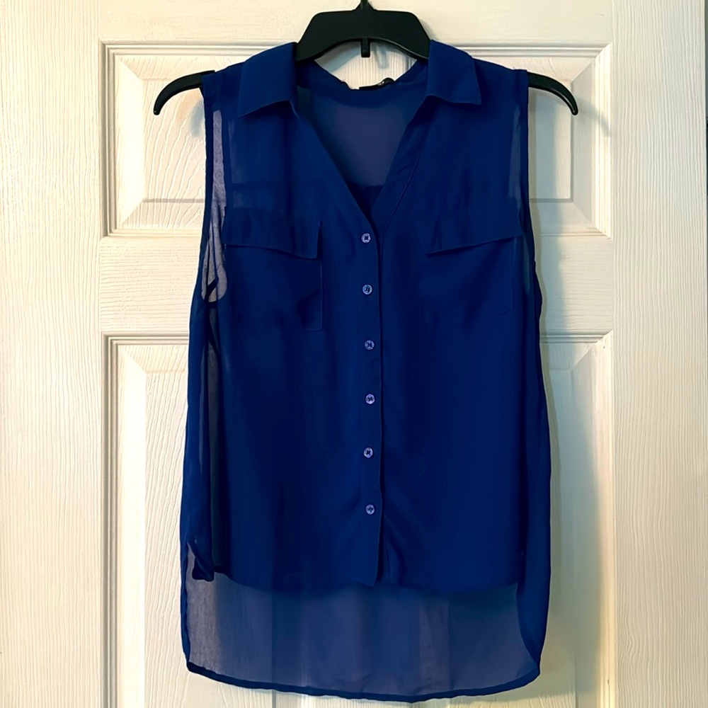 Blue sheer button-up